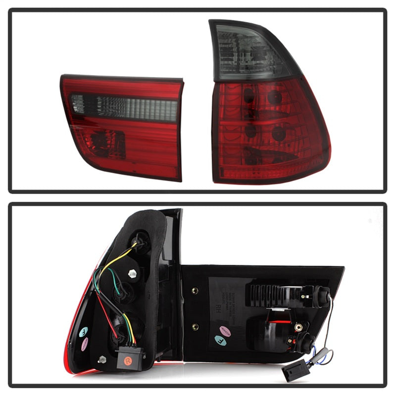 Spyder BMW E53 X5 00-06 4PCS Euro Style Tail Lights- Red Smoke ALT-YD-BE5300-RS - Mammoth Racing -