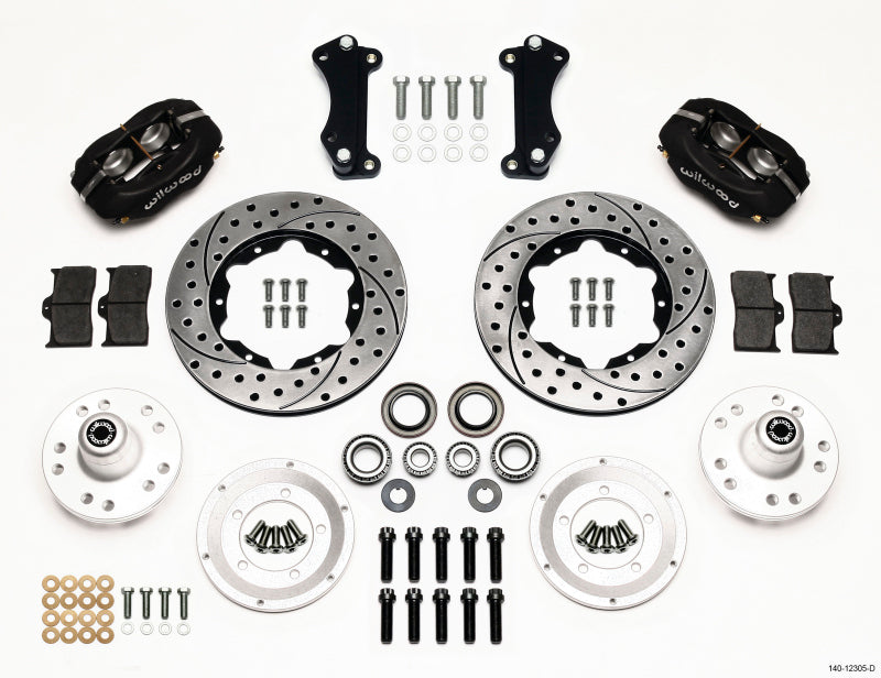 Wilwood Forged Dynalite Front Kit 11.00in Drilled Heidts Tri -5 2 inch Drop Spindle - Mammoth Racing -