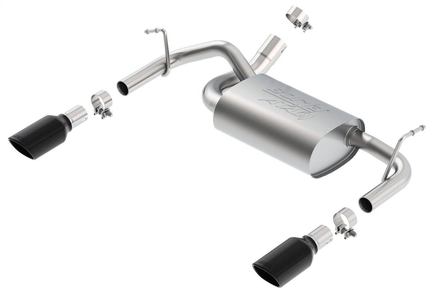 Borla 12-14 Jeep Wrangler JK 2/4Dr Rr Section ATAK Single Square Rlld Angle-Cut Black Chrome Exhaust - Mammoth Racing -