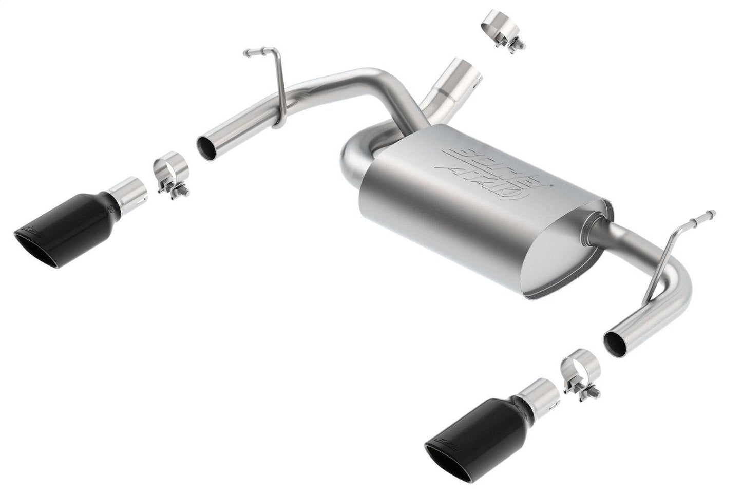 Borla 12-14 Jeep Wrangler JK 2/4Dr Rr Section ATAK Single Square Rlld Angle-Cut Black Chrome Exhaust - Mammoth Racing -