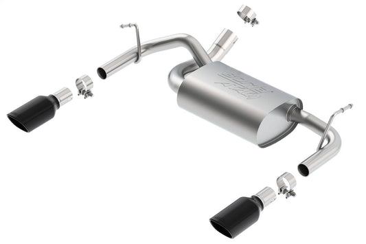 Borla 12-14 Jeep Wrangler JK 2/4Dr Rr Section ATAK Single Square Rlld Angle-Cut Black Chrome Exhaust - Mammoth Racing -