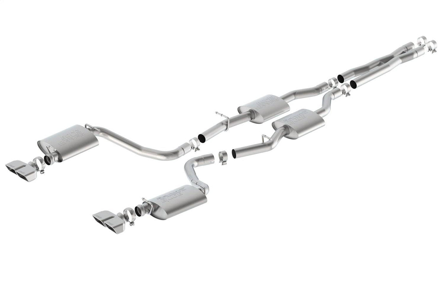 Borla 15-16 Dodge Challenger R/T 5.7L Dual Rectangle Angle Cut Dual Split Rear Exit S-Type Exhaust - Mammoth Racing -