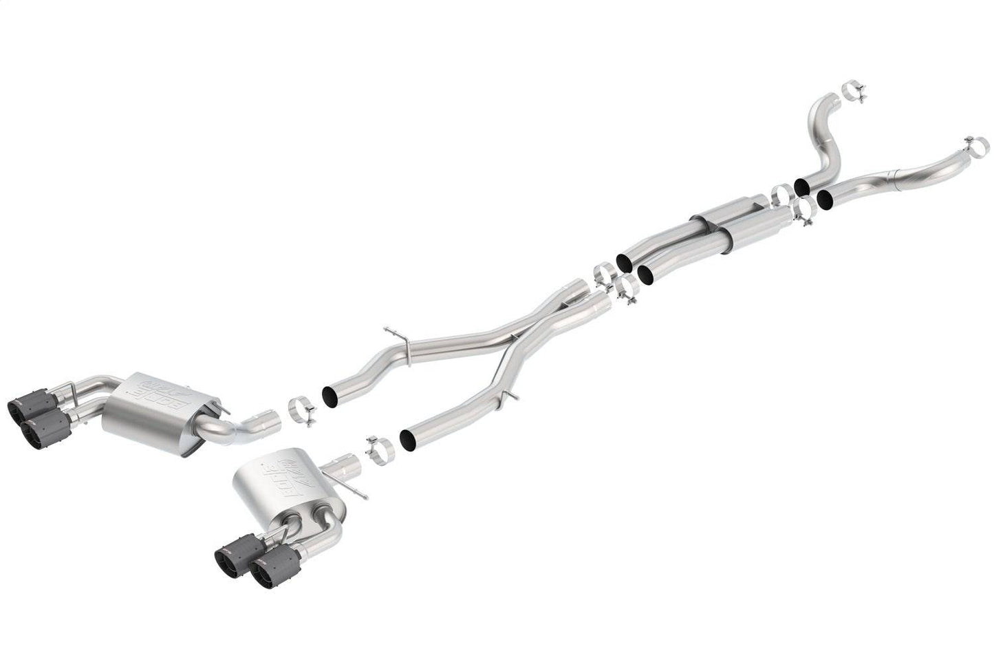 Borla 16-17 Chevy Camaro 6.2L 4in Dual CF Tips w/Black Core Dual Split Exit ATAK Catback Exhaust - Mammoth Racing -