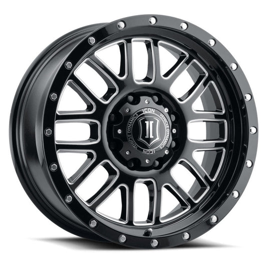 Icon Alpha 20x9 8x6.5in 19mm Offset 5.75in BS Gloss Black Milled Spokes Wheel - Mammoth Racing -