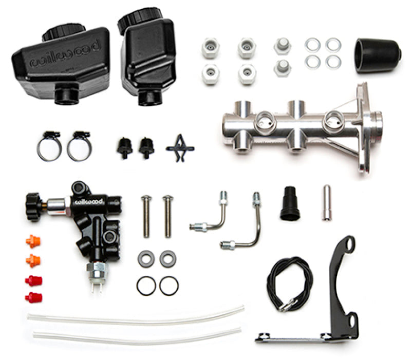 Wilwood Remote Tandem M/C Kit w/Brkt and Valve - 1in Bore Burnished - My Store