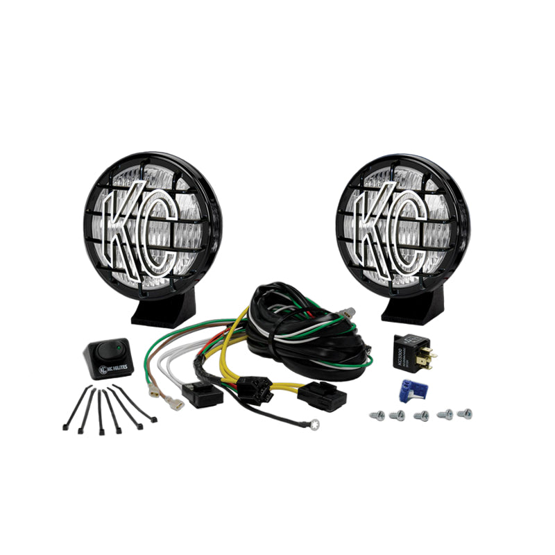 KC HiLiTES Apollo Pro 5in. Halogen Light 55w Fog Beam (Pair Pack System) - Black - Mammoth Racing -