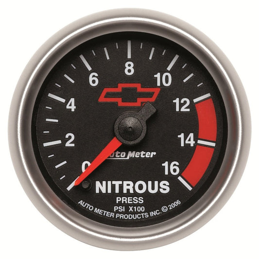 Autometer GM Bowtie Black 2-1/16in 0-1600 PSI Nitrous Pressure - Digital Stepper Motor - My Store