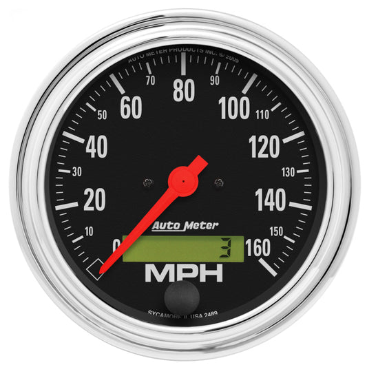 Autometer Traditional Chrome 3-3/8in 160 MPH Electric Speedometer w/ LCD Odometer - My Store