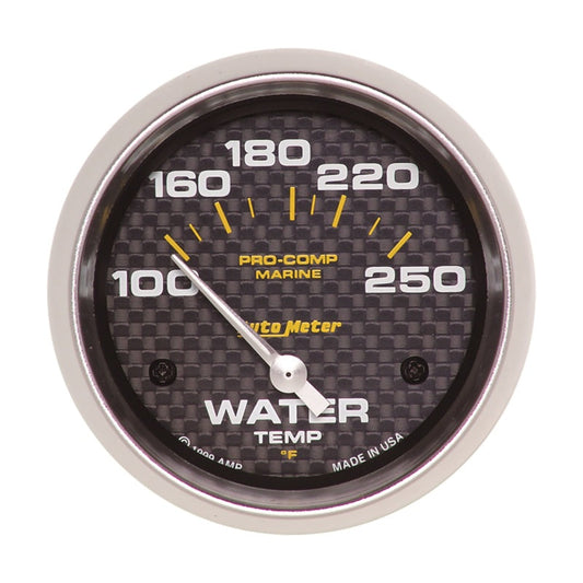 Autometer Marine Carbon Fiber 2-5/8in Electric Water Temperature Gauge 100-250 Deg F - My Store