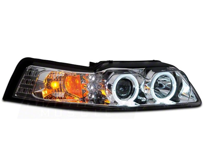 Raxiom 13-14 Ford Mustang LED Halo Projector Headlights- Black Housing (Clear Lens) - Mammoth Racing -