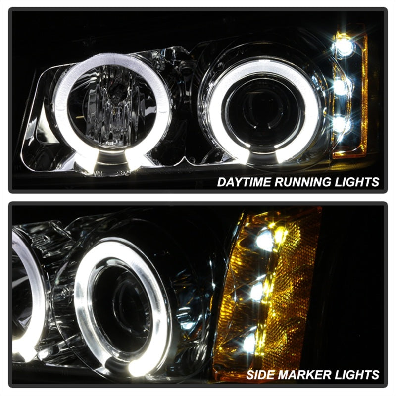 Spyder Chevy Silverado 1500 03-06 Projector Headlights LED Halo LED Ambr Reflctr Ch PRO-YD-CS03-AM-C - Mammoth Racing -