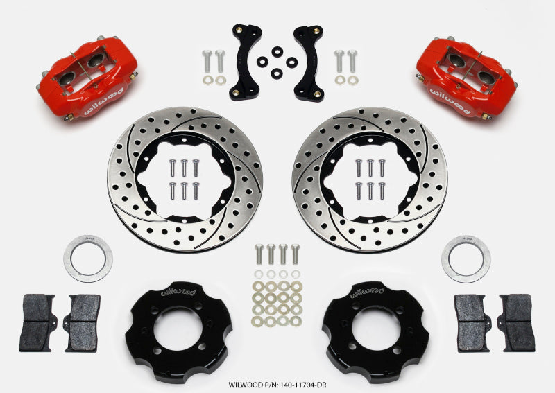 Wilwood Forged Dynalite Front Hat Kit 11.00in Drilled Red 95-05 Miata - Mammoth Racing -