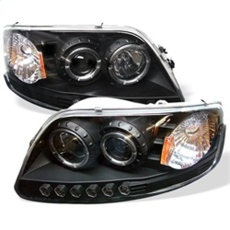 Spyder Ford F150 97-03 Projector - LED Halo Amber Reflctr LED Blk PRO-YD-FF15097-1P-AM-BK - Mammoth Racing -