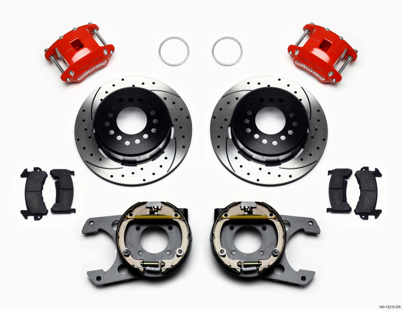 Wilwood D154 P/S P-B Kit Drilled-Red Chevy 12 Bolt 2.75in Off w/ C-Clips - Mammoth Racing -