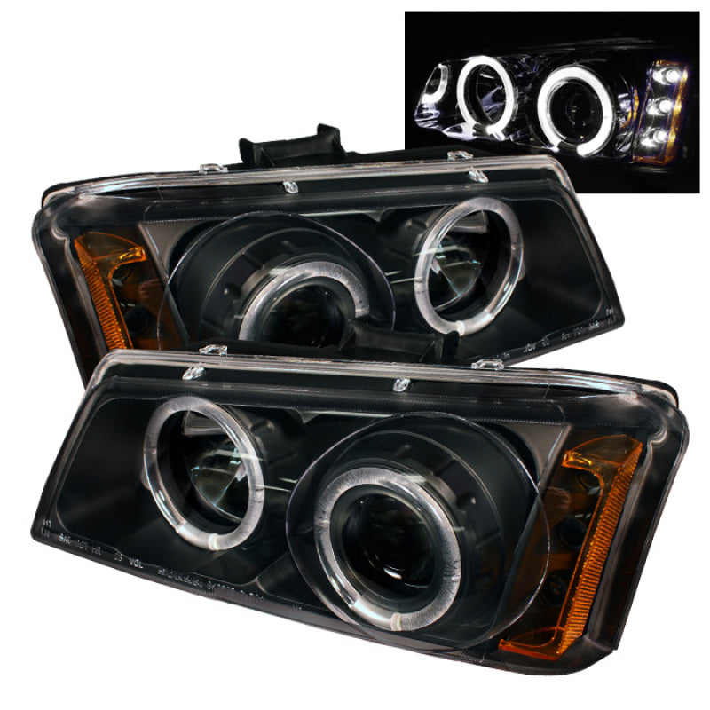 Spyder Chevy Silverado 1500 03-06 Projector LED Halo LED Amber Reflctr Blk PRO-YD-CS03-AM-BK - Mammoth Racing -