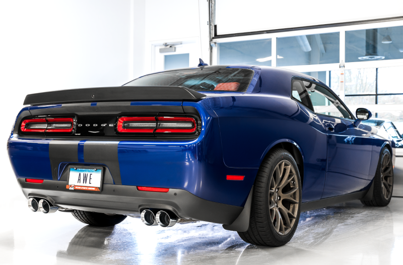 AWE Tuning 2017+ Dodge Challenger 5.7L Track Edition Exhaust - Diamond Black Quad Tips - Mammoth Racing -