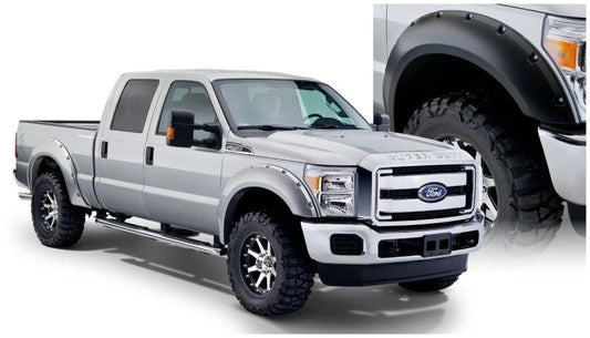 Bushwacker 11-16 Ford F-250 Super Duty Styleside Pocket Style Flares 4pc 98.0/81.8in Bed - Black - Mammoth Racing -