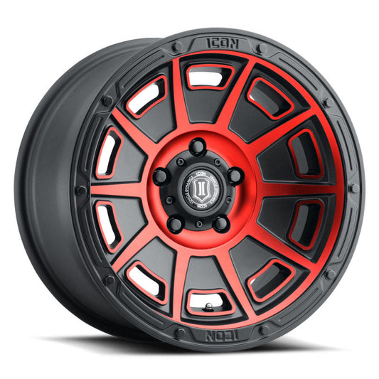 Icon Victory 17x8.5 6x120 0mm Offset 4.75in BS Satin Black w/Red Tint Wheel - Mammoth Racing -