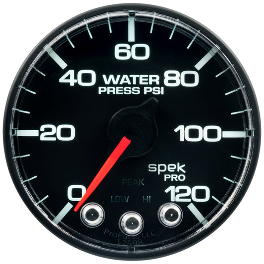 Autometer Spek-Pro Gauge Water Press 2 1/16in 120psi Stepper Motor W/Peak & Warn Blk/Blk - My Store