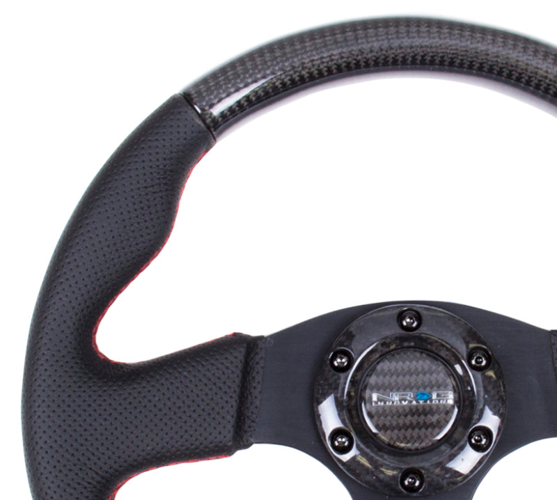 NRG Carbon Fiber Steering Wheel (315mm) Leather Trim w/Red Stitching - My Store