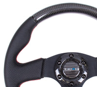 NRG Carbon Fiber Steering Wheel (315mm) Leather Trim w/Red Stitching - My Store
