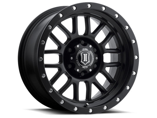 Icon Alpha 17x8.5 6x5.5 0mm Offset 4.75in BS 106.1mm Bore Satin Black Wheel - Mammoth Racing -