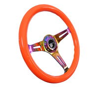 NRG Classic Wood Grain Steering Wheel (350mm) Neon Orange Color w/Neochrome Spokes - My Store