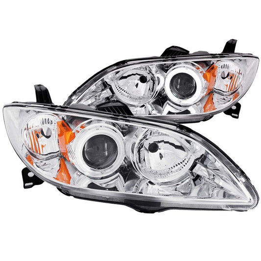 ANZO 2004-2008 Mazda 3 Projector Headlights w/ Halos Chrome - Mammoth Racing -