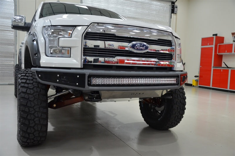 N-Fab M-RDS Front Bumper 15-17 Ford F150 - Tex. Black w/Silver Skid Plate - Mammoth Racing -