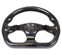 NRG Carbon Fiber Steering Wheel (320mm) Flat Bottom w/Shiny Black Carbon - My Store