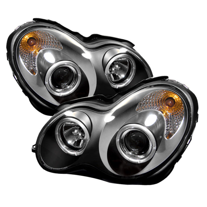 Spyder Mercedes Benz C-Class 01-05 4 DrProjector Headlights Halogen LED Halo Blk PRO-YD-MBW203-HL-BK - Mammoth Racing -