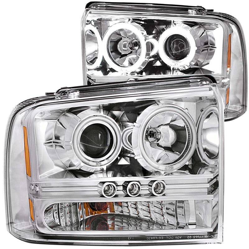 ANZO 2005-2007 Ford Excursion Projector Headlights w/ Halo Chrome w/ LED Strip (CCFL) 1pc - My Store