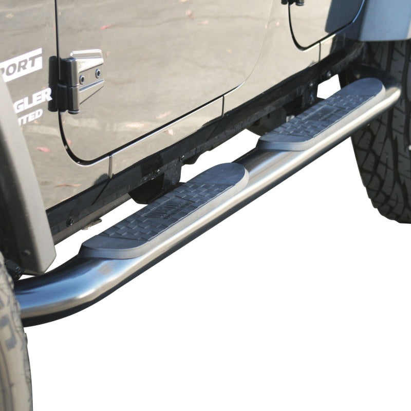 Westin 2007-2017 Jeep Wrangler Unlimited 4dr Platinum 4 Oval Nerf Step Bars - Black - Mammoth Racing -