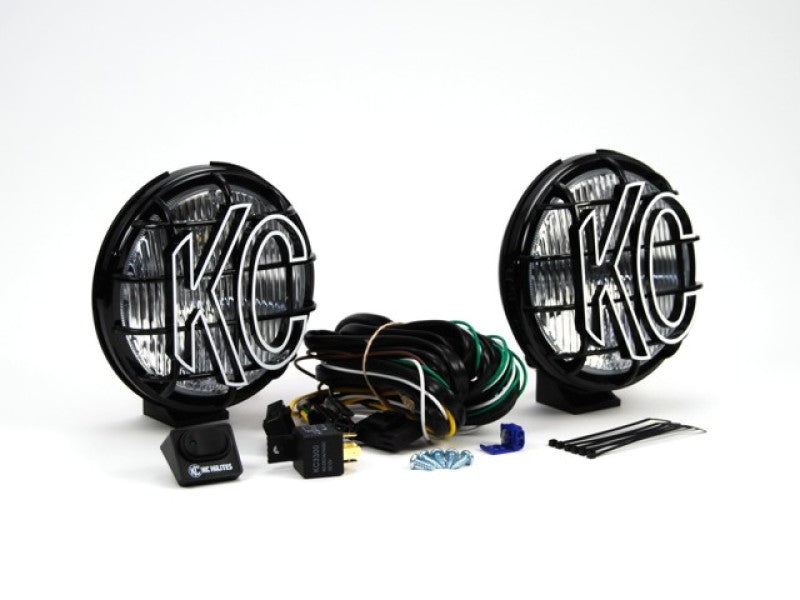 KC HiLiTES Apollo Pro 6in. Halogen Light 100w Fog Beam (Pair Pack System) - Black - Mammoth Racing -