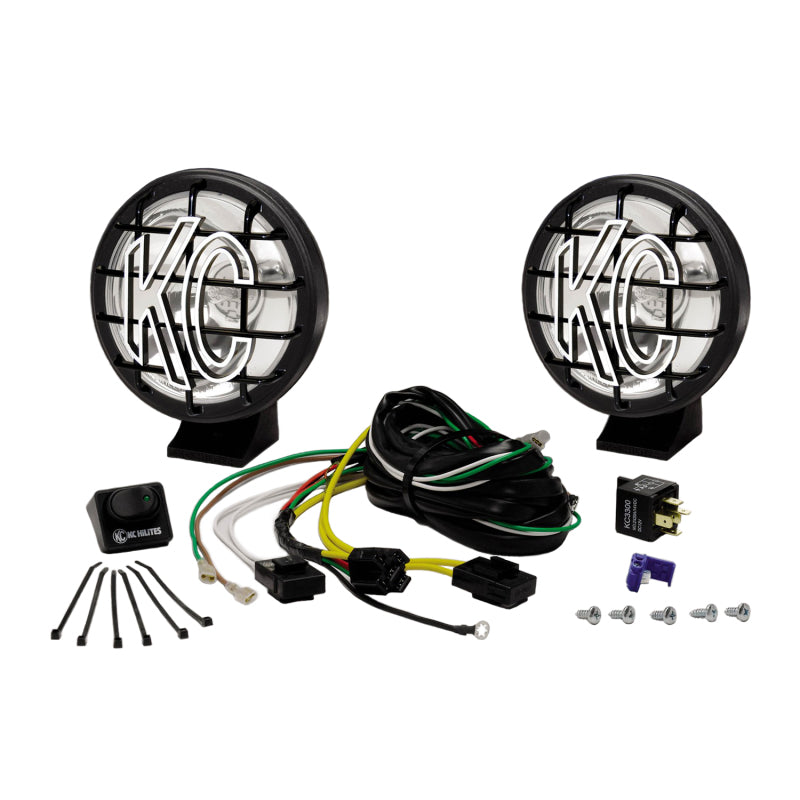 KC HiLiTES Apollo Pro 5in. Halogen Light 55w Spot Beam (Pair Pack System) - Black - Mammoth Racing -