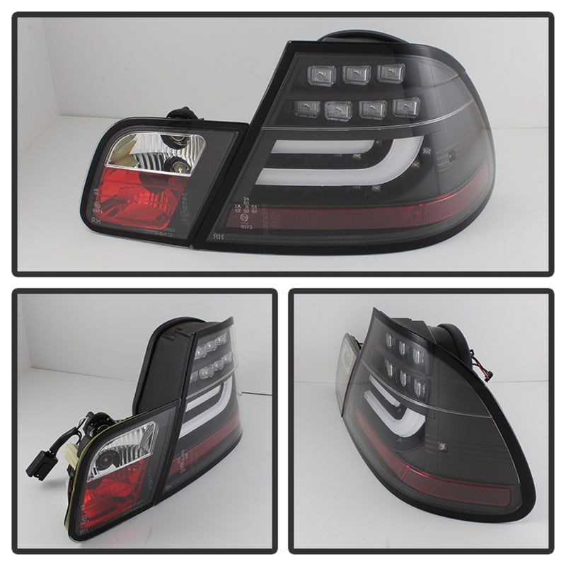 Spyder 04-06 BMW E46 2Dr (Coupe ONLY No Conv.) Lgtbar Styl LED Tail Lghts Blk ALT-YD-BE4604-LBLED-BK - Mammoth Racing -
