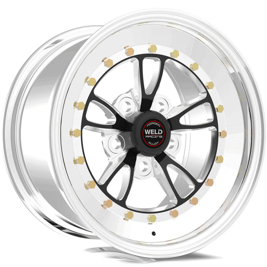 Weld Full Throttle 15x8 / 5x4.5 BP / 3.5in. BS Black Wheel - Polished Non Beadlock - Mammoth Racing -