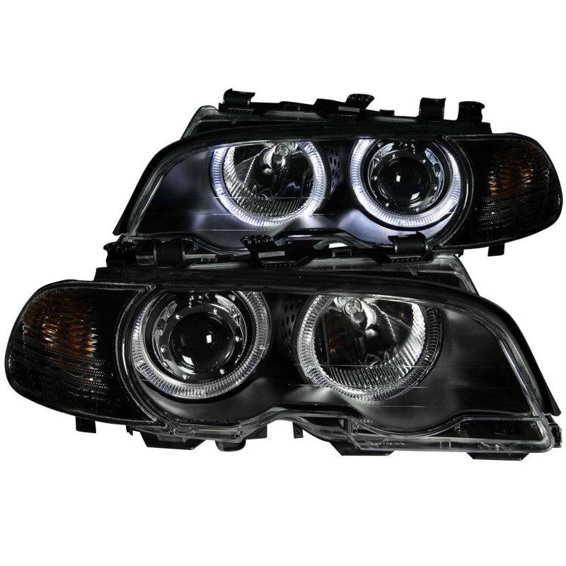 ANZO 2000-2003 BMW 3 Series E46 Projector Headlights w/ Halo Black - My Store