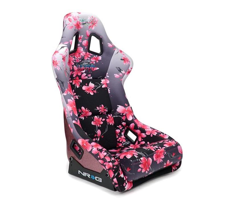 NRG FRP Bucket Seat PRISMA Japanese Cherry Blossom Edition W/ Pink Pearlized Back - Medium - My Store