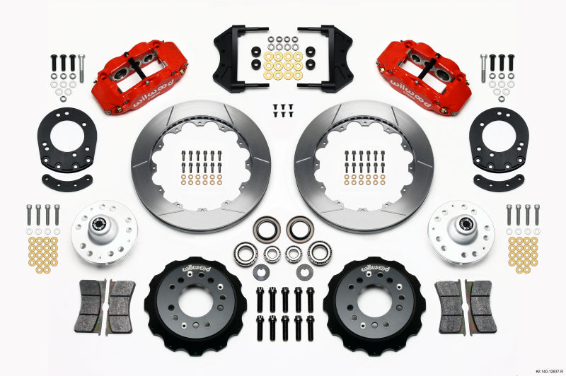 Wilwood Narrow Superlite 6R Front Hub Kit 12.88in Red 1965-1969 Mustang Drum Spindle - Mammoth Racing -