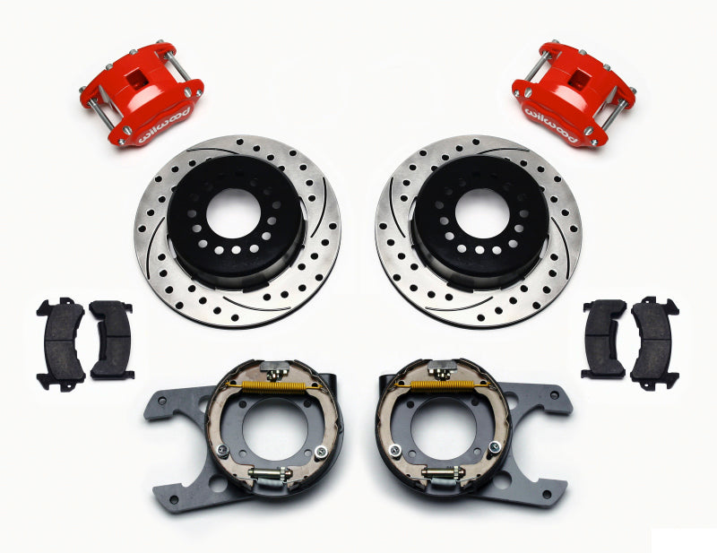 Wilwood D154 P/S P-B Kit Drilled-Red Chevy C-10 2.42 Offset 5-lug - Mammoth Racing -
