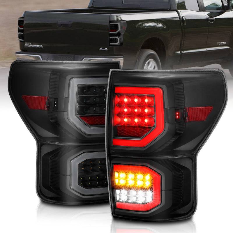 ANZO 2007-2013 Toyota Tundra LED Taillights Plank Style Black w/Smoke Lens - My Store