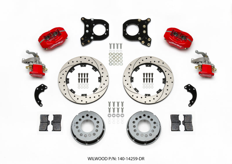 Wilwood Forged Dynalite P/S Rear Kit w/MC4 P-Brake Drill Red Chev 12 Bolt w/Clip Elimin-Staggered - My Store