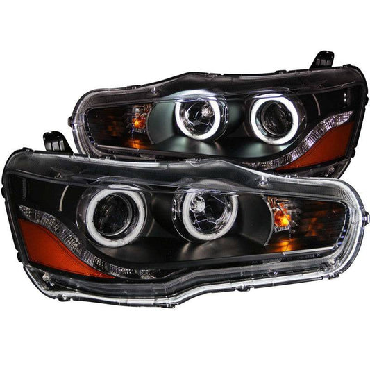 ANZO 2008-2015 Mitsubishi Lancer Projector Headlights w/ Halo Black (CCFL) - My Store