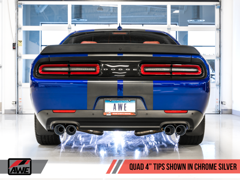 AWE Tuning 2017+ Dodge Challenger 5.7L Track Edition Exhaust - Chrome Silver Quad Tips - Mammoth Racing -