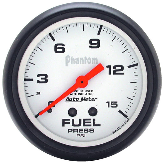 Autometer Phantom 2 5/8in 15psi Mechanical w/ Isolator Fuel Pressure Gauge - My Store