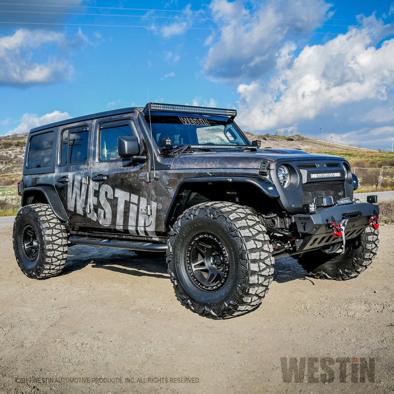 Westin 18-22 Jeep Wrangler JLU 4dr Platinum 4 Oval Nerf Step Bars - Tex. Blk - Mammoth Racing -