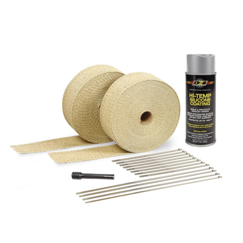DEI Exhaust Wrap Kit - Tan Wrap & Aluminum HT Silicone Coating - Mammoth Racing -
