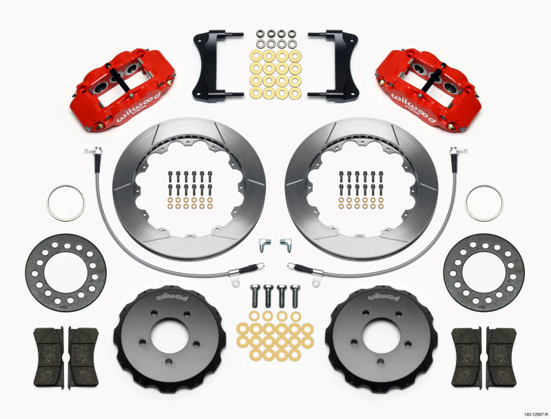 Wilwood Narrow Superlite 6R Front Hat Kit 12.88in Red 2005-Up Mazda Miata w/ Lines - Mammoth Racing -