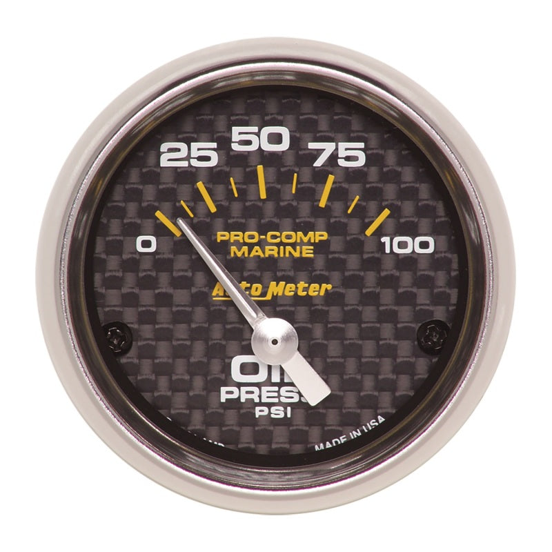 Autometer Marine Carbon Fiber 2-1/16in 100psi Electric Oil Pressure Gauge - My Store